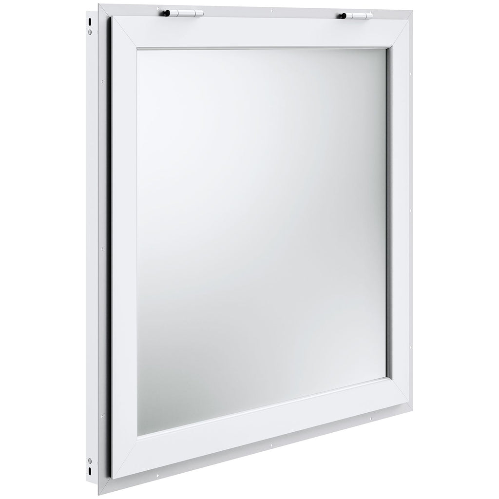 36"x36" Service Window, Aluminum Food Truck Serving Hatch with Awning & Hook, Opens to 85 Degrees, Ideal for Food Trucks and Concession Trailers, Glass Excluded