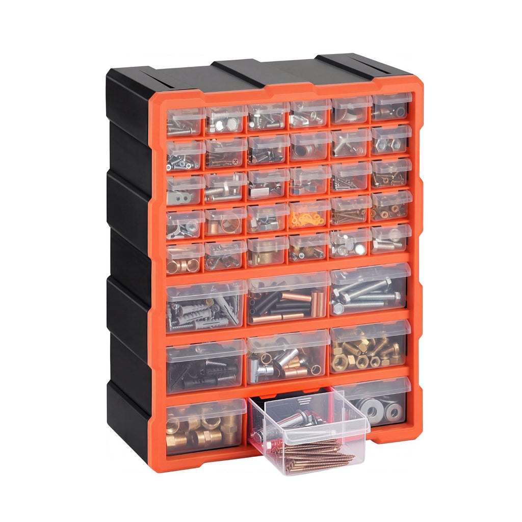 39-Drawer Storage Organizer, Plastic, Drawer Storage Cabinet for Garage Organization, Stackable Small Parts Organizer, Wall-Mounted Toolbox, for Hardware, Beads, Screws, Crafts, Building Bricks