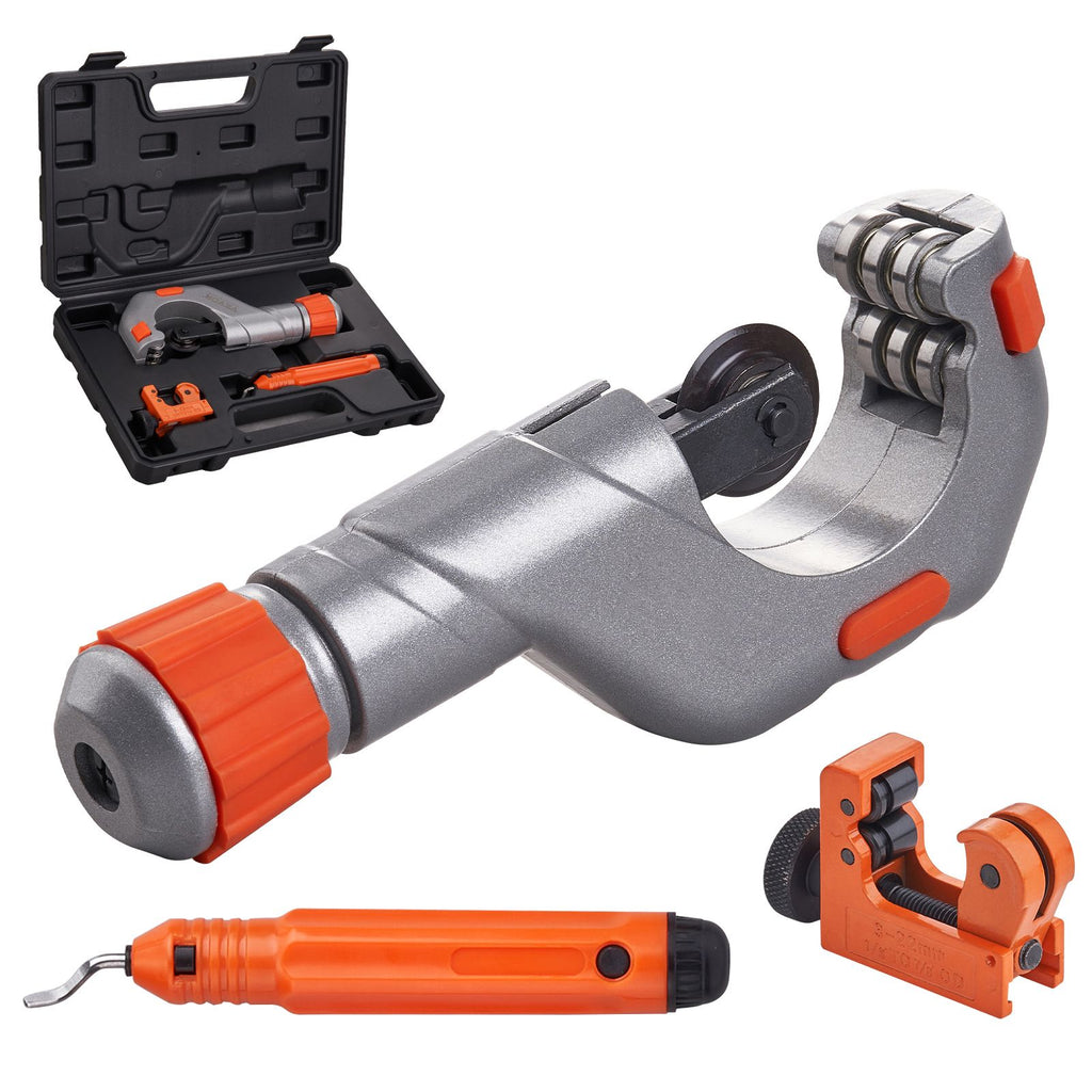 3PCS Tubing Cutter Set - Heavy Duty Pipe Cutter 3/16"-2"OD, Mini Tube Cutter 1/8"-7/8" & Deburring Tool, Professional Ultimate Pipe Cutter Set for Stainless Steel, Copper, Aluminum, Plastic Pipe