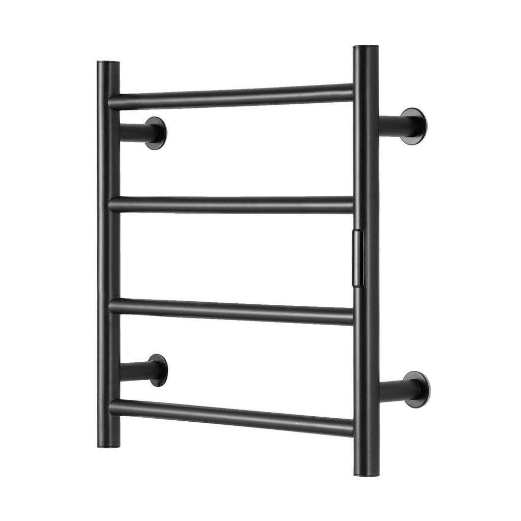 4 Bars Towel Warmer Rack, Wall Mounted Heated Towel Rack for Bathroom, IPX5 Waterpoof Towel Heater Rack with Timer & LED Display Screen, 5 Levels Adjustable Temperature Towel Heater, Black