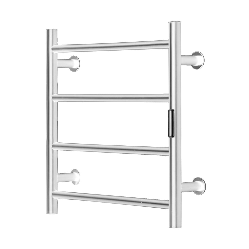 4 Bars Towel Warmer Rack, Wall Mounted Heated Towel Rack for Bathroom, IPX5 Waterpoof Towel Heater Rack with Timer & LED Display Screen, 5 Levels Adjustable Temperature Towel Heater, Silver