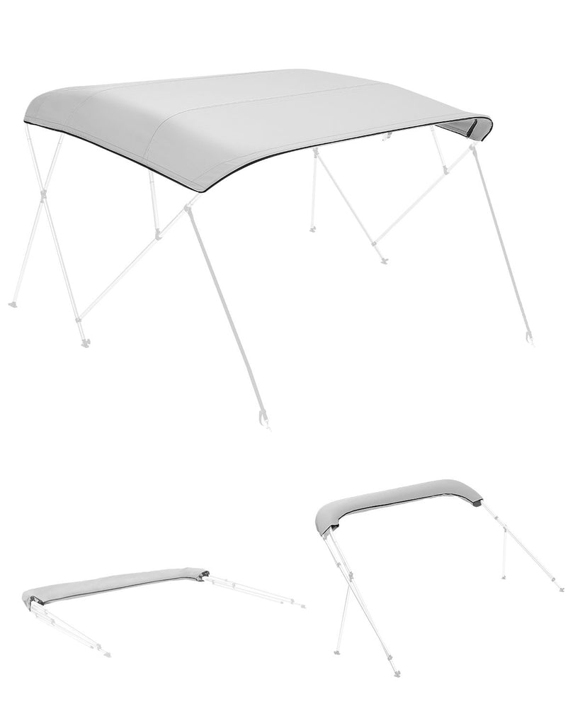 4 Bow Bimini Top Replacement Cover, 8 ft Long Durable 600D Marine Grade Waterproof Sun Shade Boat Canopy with Storage Boot, Easy Install Zipper Sleeve Awning, 96"L x (97"-103")W, Gray (No Frame)