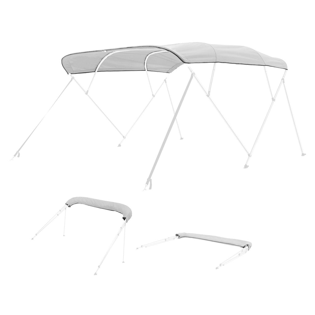 4 Bow Boat Bimini Tops, 600D Polyester Canopy, Waterproof & Sun Protection Boat Awning Canopy with Storage Bag, Bimini Top Replacement, 96"Lx(97"-103")W, Light Grey (Support Frame Not Included)