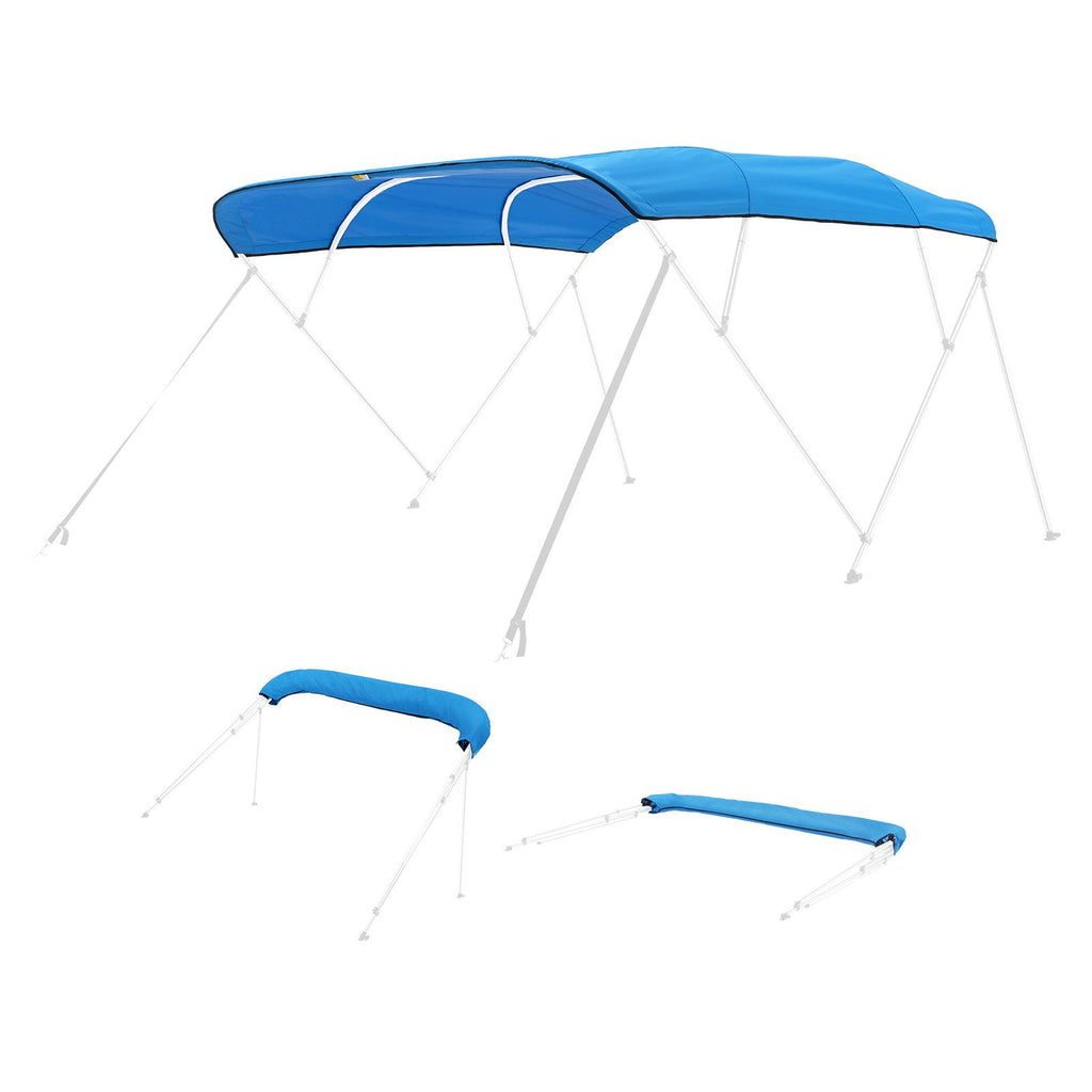 4 Bow Boat Bimini Tops, 600D Polyester Canopy, Waterproof & Sun Protection Boat Awning Canopy with Storage Bag, Bimini Top Replacement, 96"Lx(97"-103")W Pacific Blue (Support Frame Not Included)