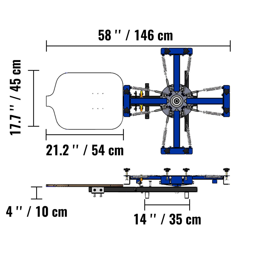 4 Color 1 Station Screen Printing Machine, 21.2x17.7in / 54x45cm Screen Printing Press 360° Rotable Silk, Double-Layer Positioning Pallet for T-Shirt DIY Printing