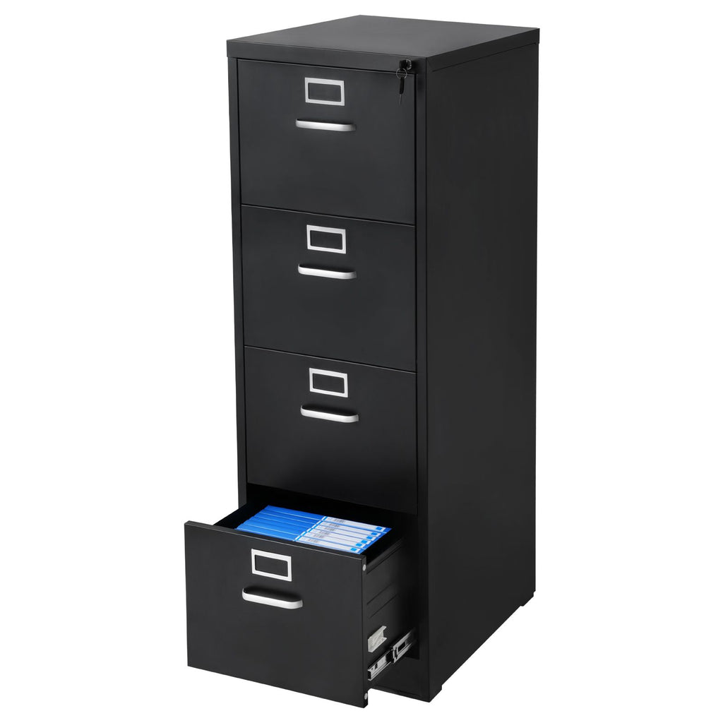 4 Drawer File Cabinet with Lock, Metal Vertical Filing Storage Cabinets for Home Office, Heavy-Duty Cabinet with Detachable Hanging Rod, for A4/Letter/Legal Size File, Easy Assembly (Black) image 2