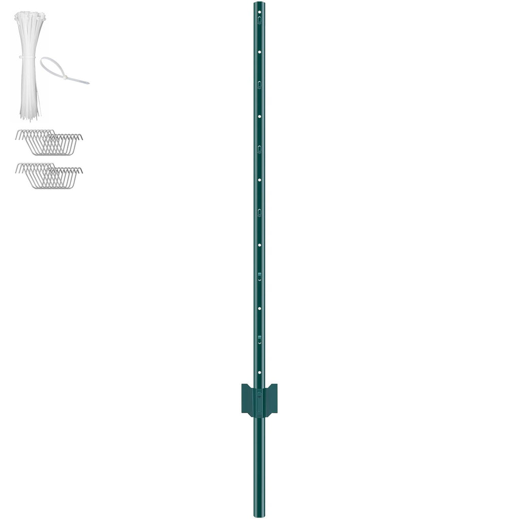 4 Feet Fence Post 10 Pack T-Post Heavy Duty Metal Fence Posts Green