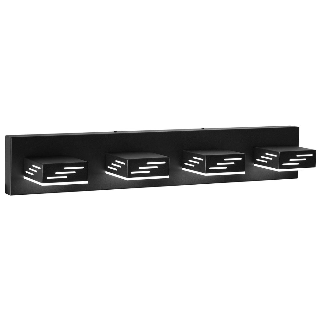 4-Light LED Modern Vanity Light Fixtures, 25.59-Inch, Black Finish Bathroom Wall Lighting Fixture Over Mirror, with IP44 Waterproof, for Bathroom, Living Room, Bedroom, Hallway, Cool White 6000K