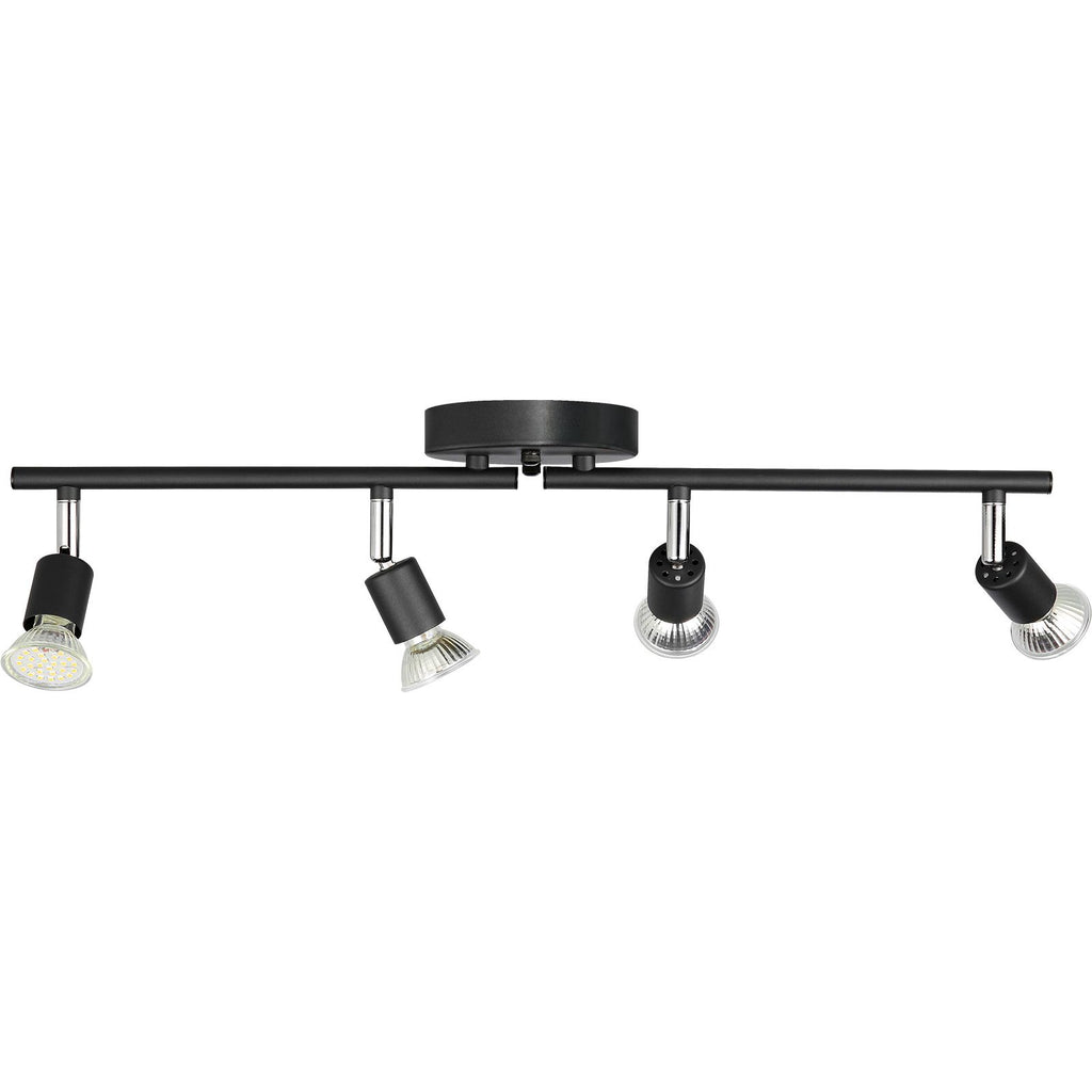 4-Light LED Track Lighting Kit, Ceiling Spot Light with Rotatable Light Arms and Heads, 24.8" Track Lighting Fixture, Included 4 GU10 3000K Bulbs for Indoors Exhibition, Kitchen, Living Room