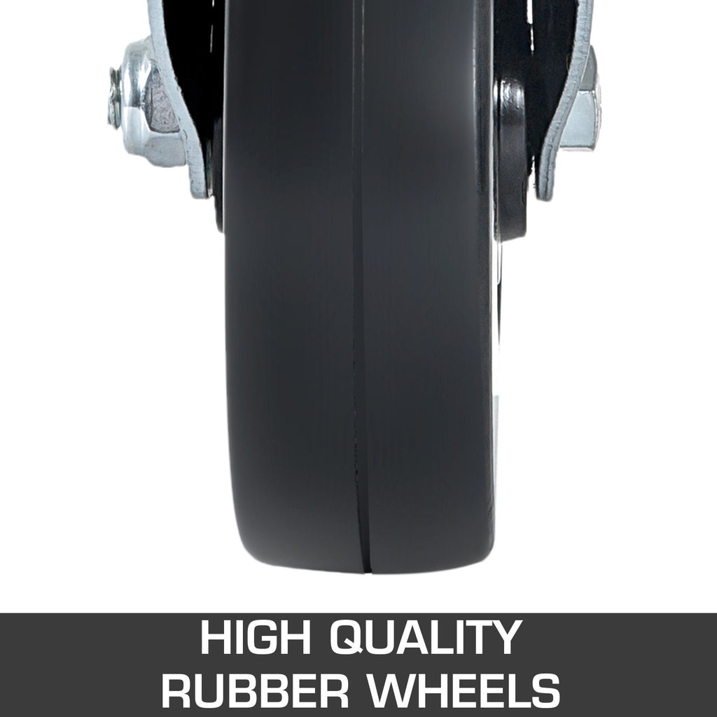 4 Pack 5Inch Scaffolding Rubber Swivel Caster Wheels with Dual Locking Heavy Duty Casters 1.26 Inch Square Stem 440LBS Capacity per Wheel image 2