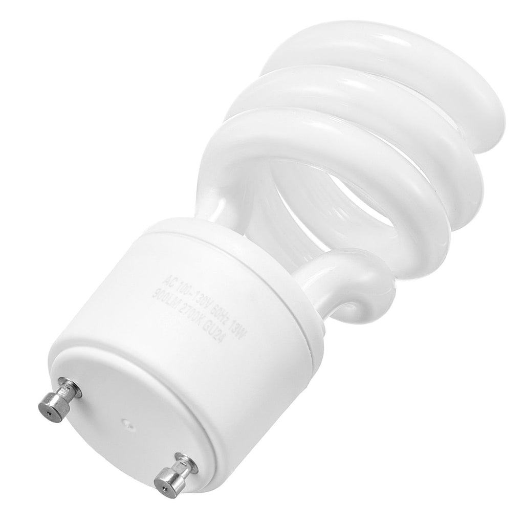 4-Pack CFL Light Bulbs, 13W Compact Fluorescent Spiral Bulbs with 2700K Warm Light, 900lm Luminous Flux, Twist and Lock GU24 Base, Ideal for Bedrooms, Study Rooms, Living Rooms, Commercial Use