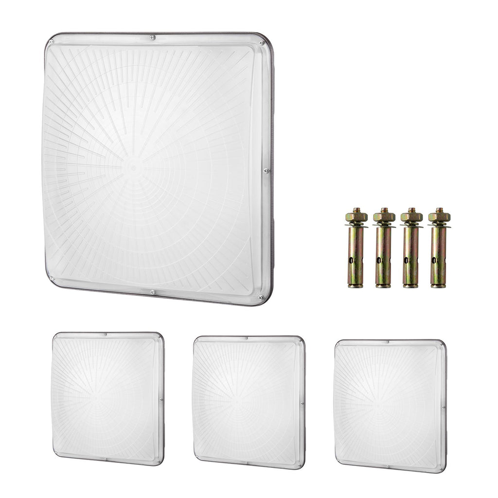 4 Pack LED Canopy Lights, 150W, 16500LM 5000K Daylight Commercial Industrial Outdoor Canopy Lights, 12.4"x12.4" Surface Mount Ceiling Lighting for Gas Station Warehouse Garage Street Shop, IP65