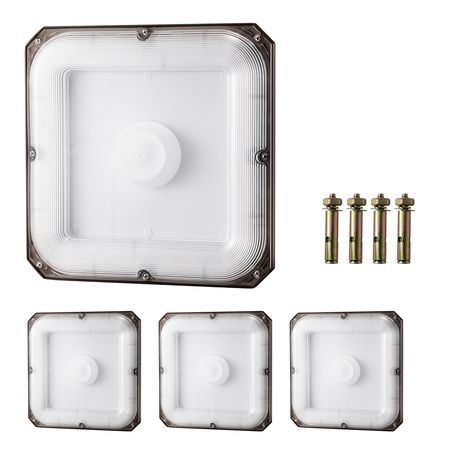 4 Pack LED Canopy Lights, 80W, 8800LM 5000K Daylight Commercial Industrial Outdoor Canopy Lights, 10.08"x10.08" Surface Mount Ceiling Lighting for Gas Station Warehouse Garage Street Shop, IP65