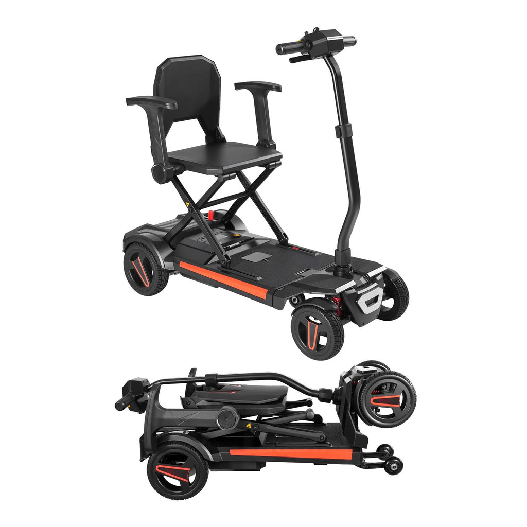 4-Wheel Electric Mobility Scooter for Adults & Seniors, Integrated Foldable Mobility Scooter with 9.3 Miles Long Range, All Terrain Travel Wheelchair with 9° Climbing Capacity & 265LBS Loading