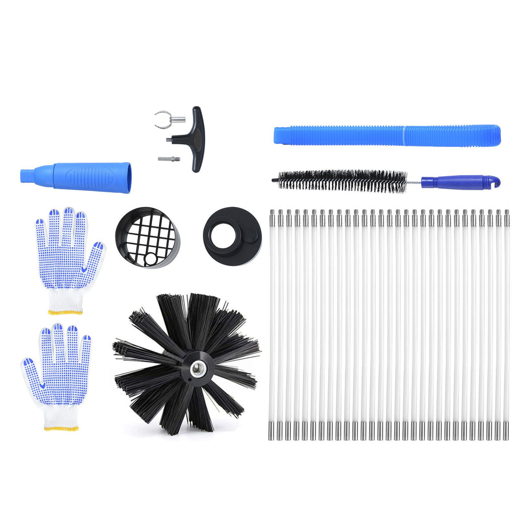 40 FEET Dryer Vent Cleaner Kit, 29 Pieces Duct Cleaning Brush, Reinforced Nylon Dryer Vent Brush with Complete Accessories, Dryer Cleaning Kit with Flexible Lint Trap Brush, Clamp Connectors