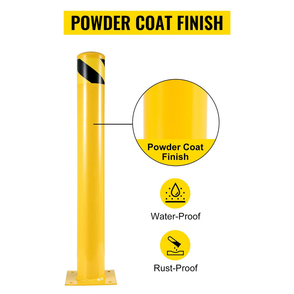 42"x5.5" Safety Bollard, 5-1/2" OD 42" Height Safety Barrier Bollard, Yellow Powder Coat Pipe Steel Safety Barrier, with 4 Free Anchor Bolts, for Traffic-Sensitive Area