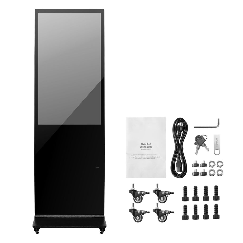 43 Inch Digital Signage Display, Touchscreen Digital Kiosk, Indoor Floor Standing Kiosk Display, 2K UHD LCD Screen, 2GB RAM & 32GB ROM, with WiFi HDMI/USB Input, Commercial Advertising Display