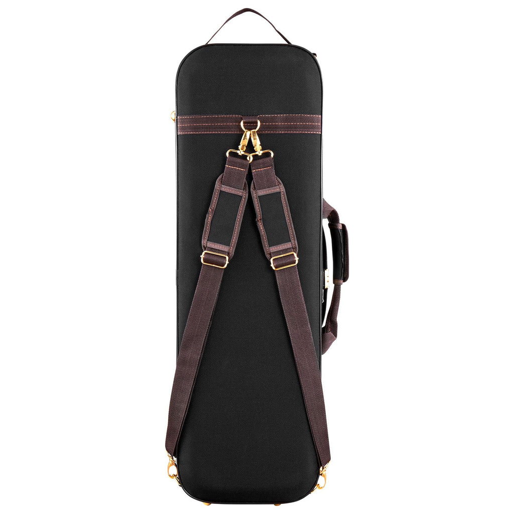 4/4 Full Size Violin Case, Built-in Hygrometer, Lightweight Portable Travel Carrying Bag, with Plush Lining, Shoulder Straps, Anti-Scratch, Professional Oblong Shape, for Violin, Black
