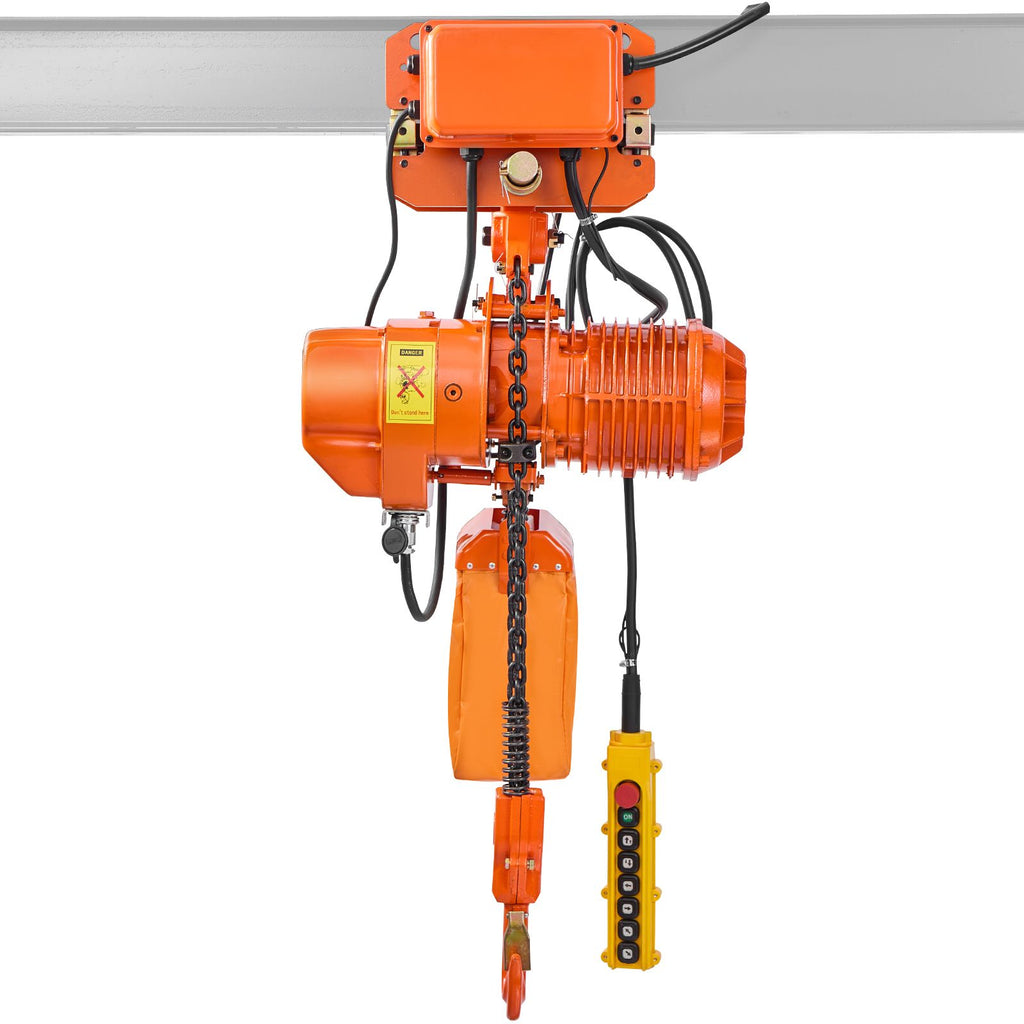 4400 lbs Electric Chain Hoist, 20 ft Lifting Height, Three-Phase Overhead Crane with 328 ft Wireless & 16 ft Wired Remote Control, Double G100 Chain Hoist for Factories, Warehouses, Garages