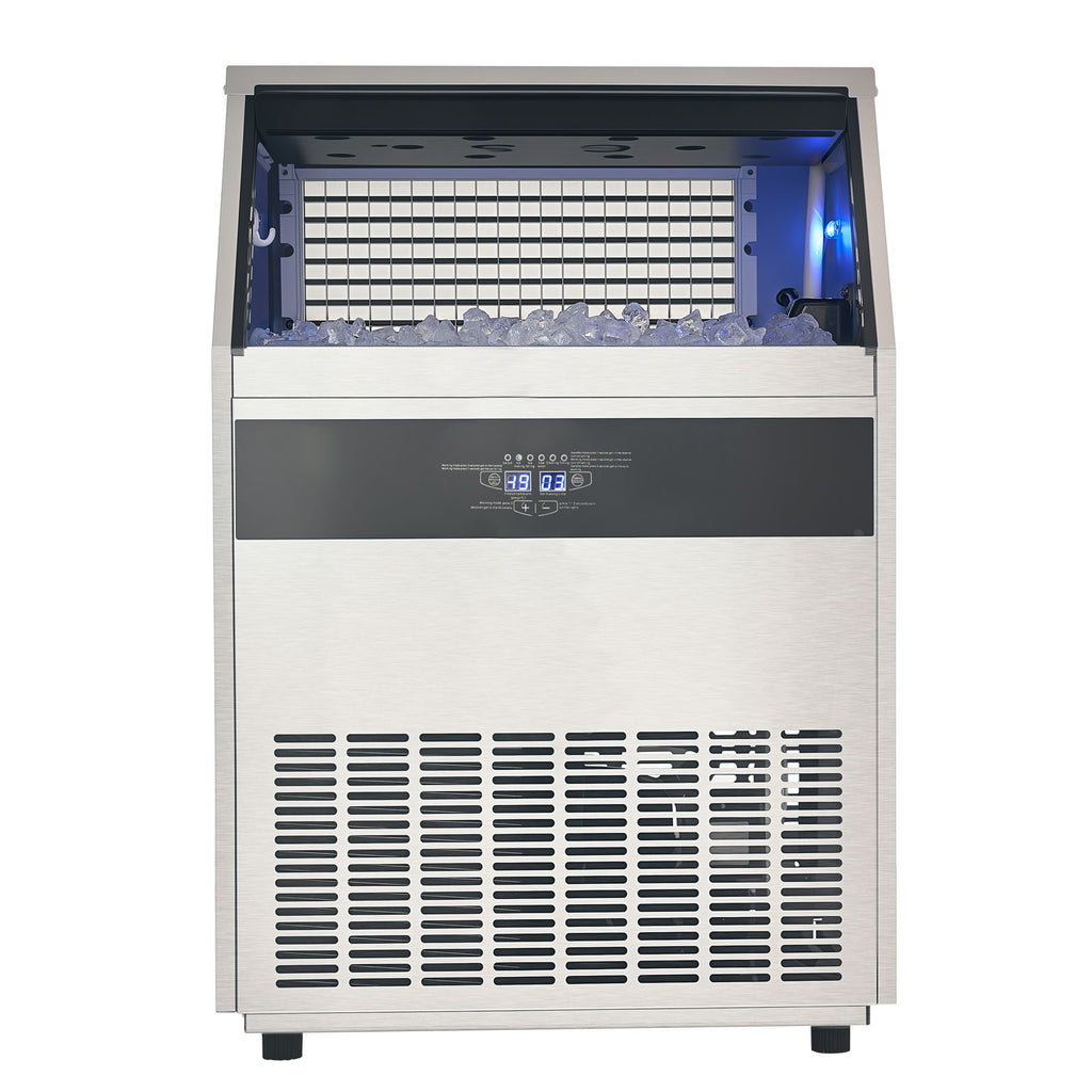 440lbs/24H Commercial Ice Maker Machine, 130lbs Storage Capacity Ice Maker with Drain Pump, 160 Ice Cubes in 15 Minutes, LED Digital Display Freestanding Self-Cleaning for Bar Office Restaurant