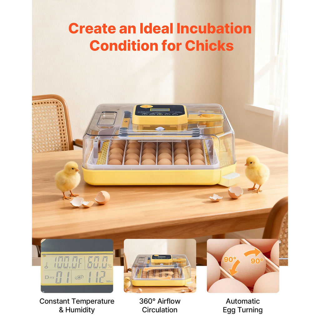 48 Egg Incubator, Automatic Egg Turner with LED Candler, Temperature Display & Auto Humidity Control, 360° View Clear Window, Poultry Eggs Incubator for Hatching Chicks Ducks Goose Quail image 2