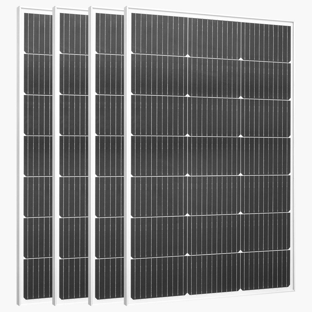4PCS 100W Monocrystalline Solar Panels, 23% High-Efficiency Mono PV Module with Stable MC4 Output & Aluminum Frame, IP65 Waterproof Solar Panel for Car Boat RV Flat Rooftop Off-Grid Applications