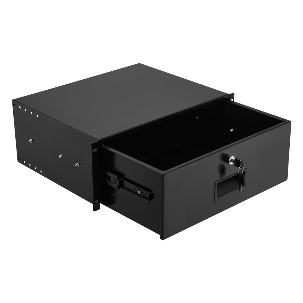 4U Rack Mount Drawer, 50 lbs Max Load-Bearing, Lockable Server Cabinet Case, Sliding Drawer with Lock and Cable Management Holes, for 19 in Network Equipment Server AV Rack or Cabinet Enclosure