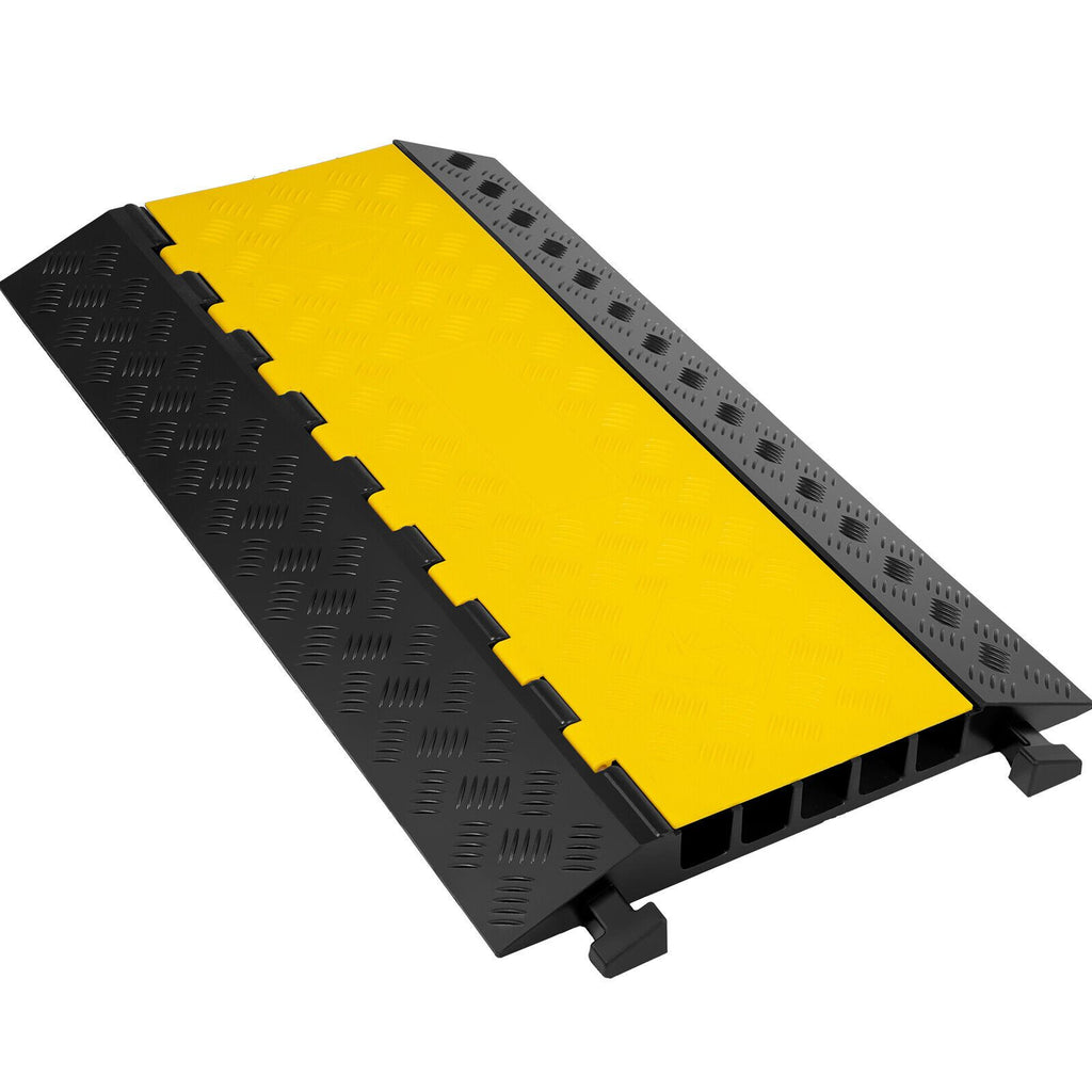 5 Channel Cable Protectors Extreme Rubber Cable Ramps Heavy Duty Protective Cable Wire Cord Ramp Driveway Rubber Traffic Speed Bumps Cable Protector (5-Channel, 1Pack-18000Lb)