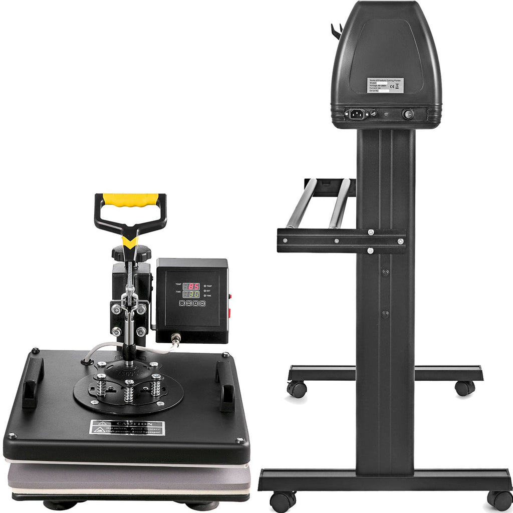 5 in1 Heat Press 15"x15" Vinyl Cutter Plotter 53" USB Port Sticker Print DIY