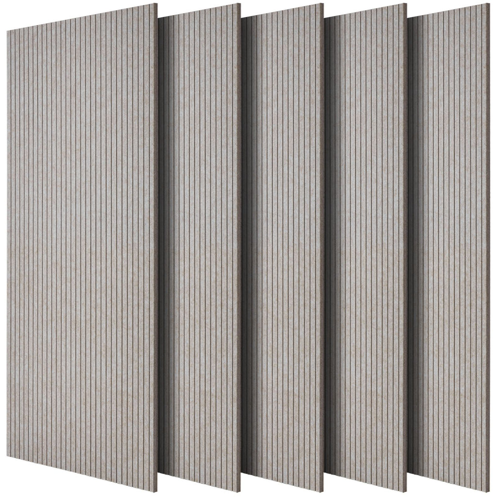 5 Pack Acoustic Panels with Self Adhesive, 47.2 x 23.6 x 0.4 inch Sound Proof Foam Panels, Polyester Fiber Soundproof Wall Panels High Density, for Home, Studio, Office, Theater, Camel