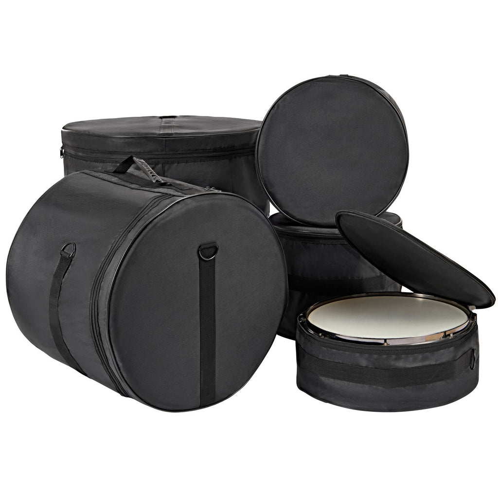 5-Piece Drum Bag Kit, Durable 1680D Oxford Material, Cushioned Cases with 1.5m Removable Shoulder Strap and Carry Handles, Collapsible, Fits 22'' Bass, 12''/13''/16'' Toms, 14'' Snare