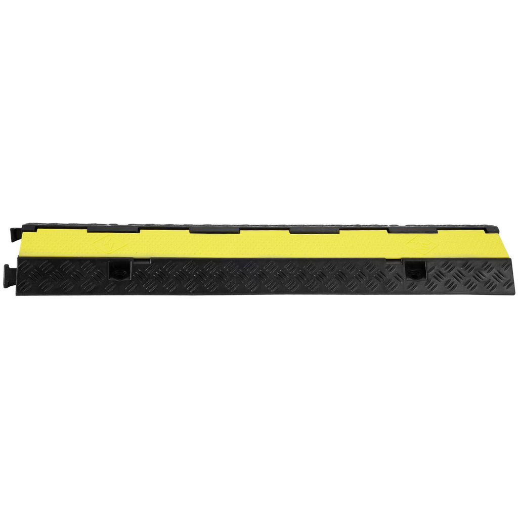 5-Piece Rubber Cable Guard, Dual Channel, 12000 lbs per Axle Load Capacity, Durable Hose & Wire Protection Ramp for Driveways, with Easy Access Top & 50 ft Caution Tape for Both Indoor & Outd