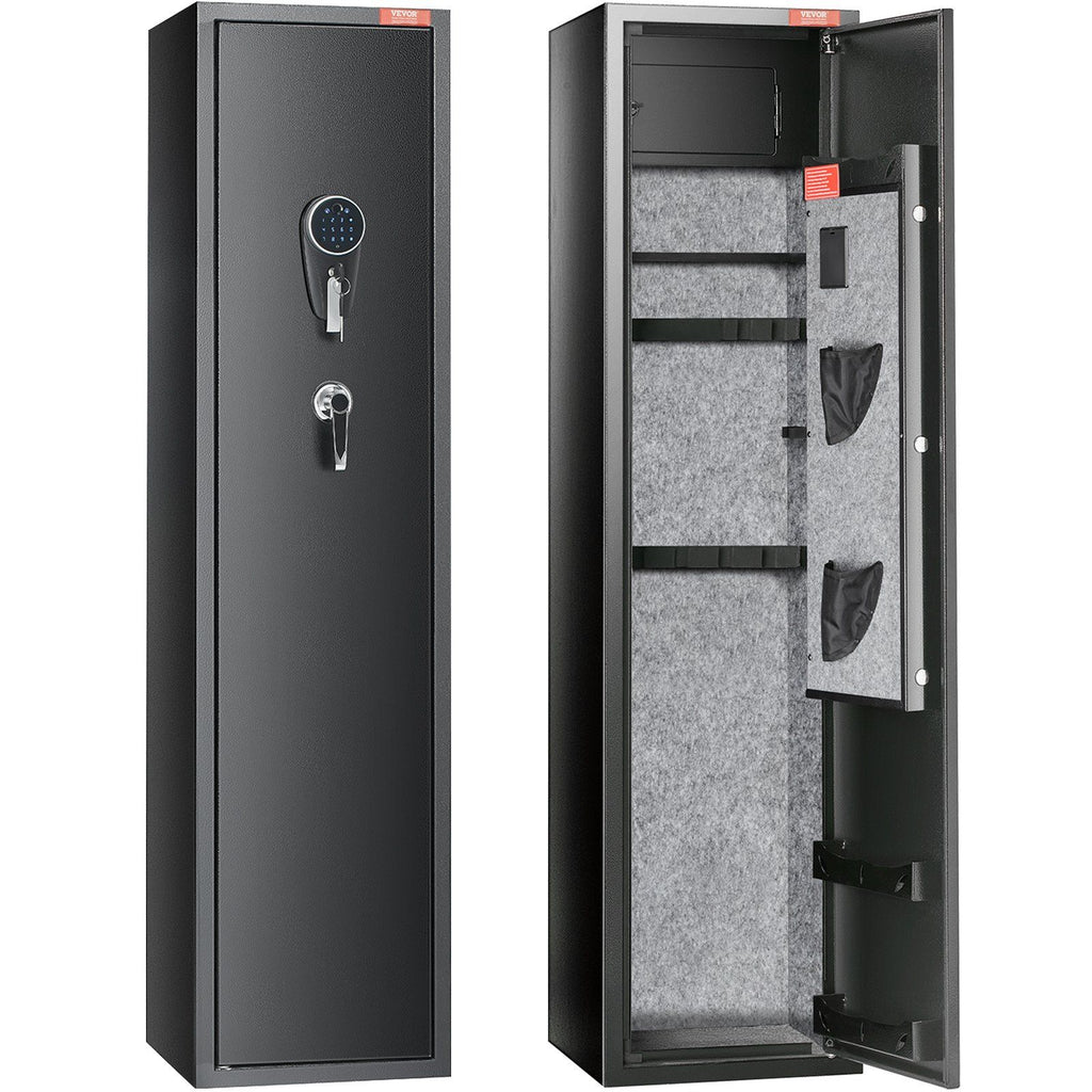 5 Rifles Gun Safe, Rifle Safe with Digital Keypad & Lock, Gun Storage Cabinet with Built-in Storage Locker, Removable Storage Shelf for Home Long Gun and Pistols