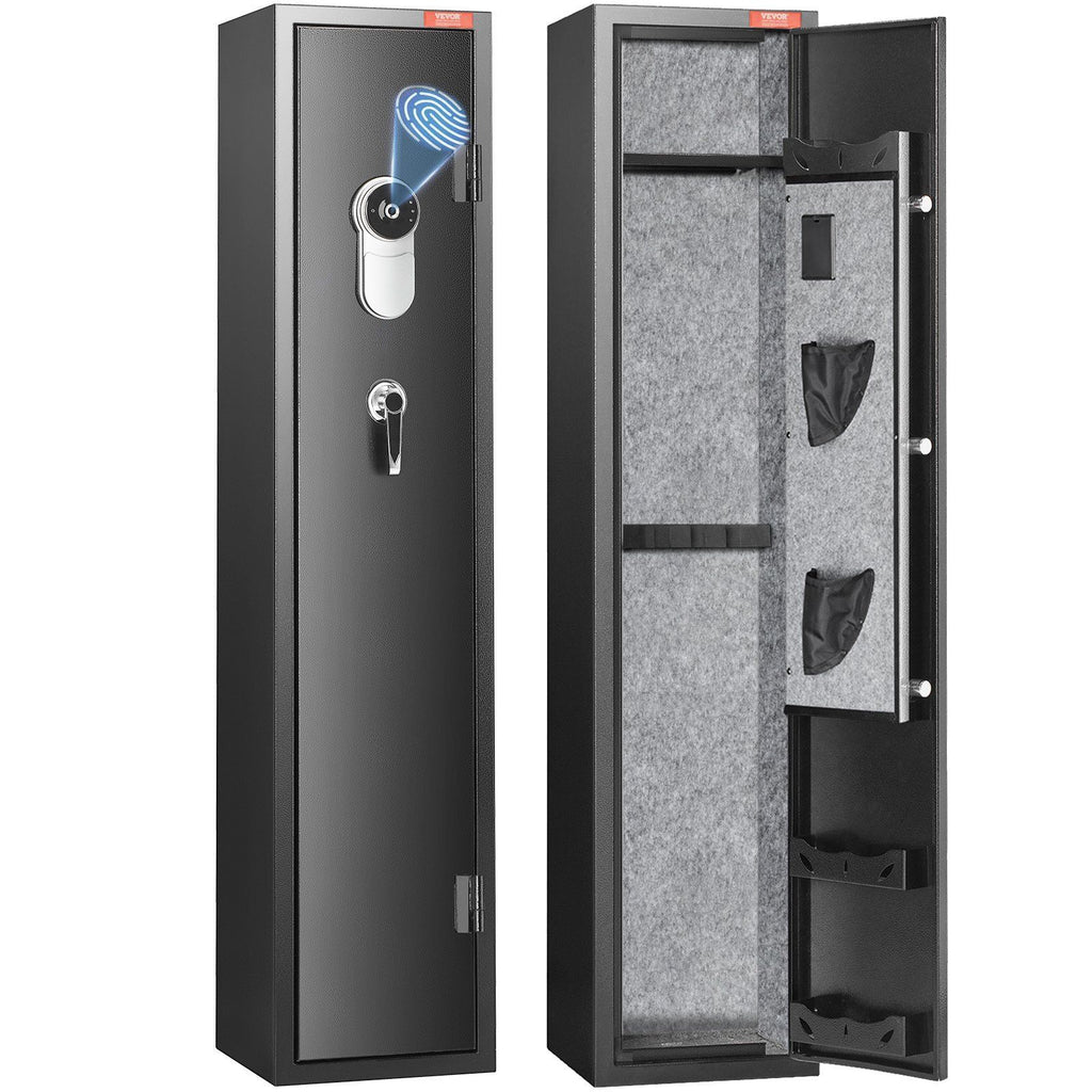 5 Rifles Gun Safe, Rifle Safe with Fingerprint Lock, Quick Access Gun Storage Cabinet for Shotguns with Removable Shelf, Pistol Rack, Ammo Storage Box for Home Long Gun and Pistols
