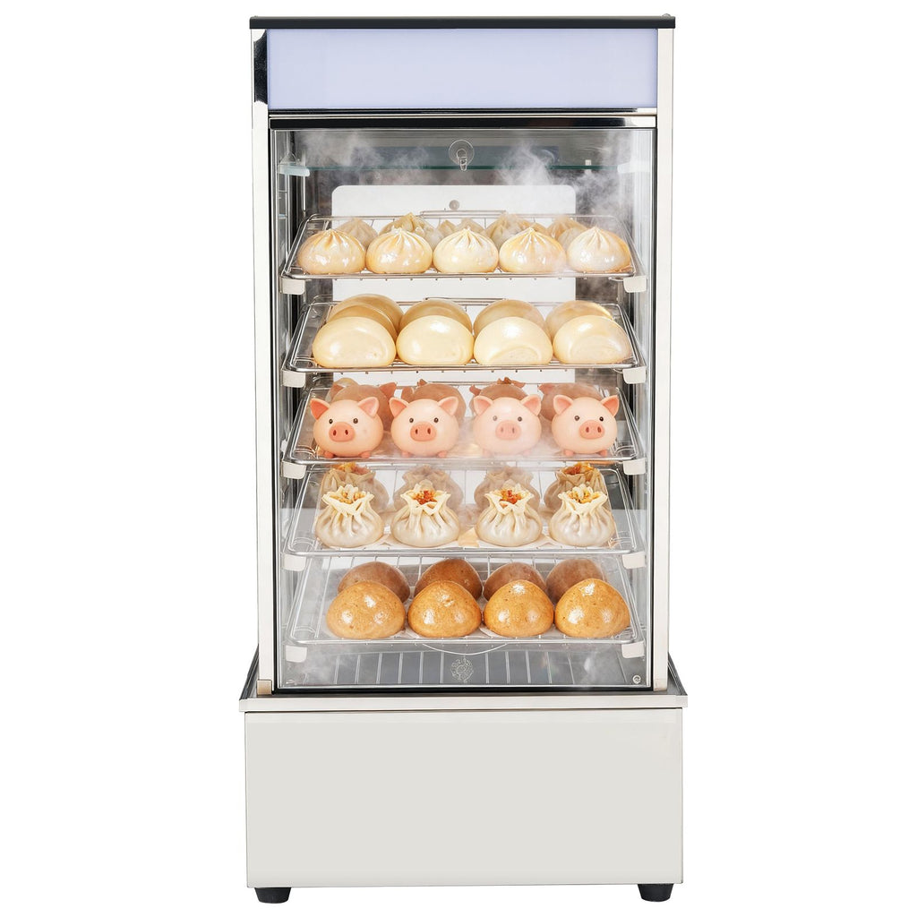 5-Tier Commercial Food Warmer Display, 1200W Food Display Warmer with LED Light, Adjustable Shelf & Stainless Steel Frame, 86-230 Fahrenheit Steam Heating, 120L for Hamburger, Pizza, Bread