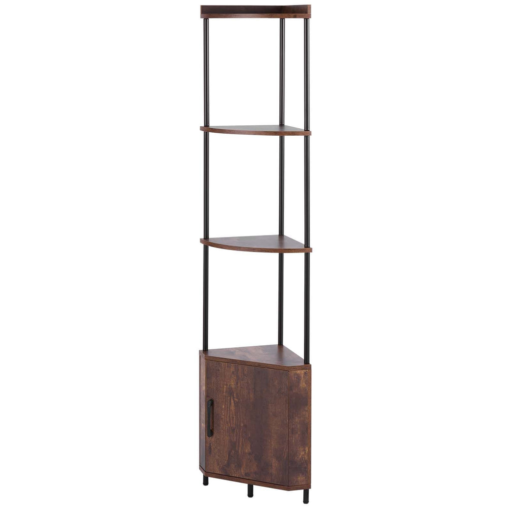 5 Tier Corner Shelf with LED Light, 65.4" Tall Corner Bookshelf with Storage Cabinet, Display Shelf with Multi-color Lights Controlled Via RC/APP for Bedroom, Living Room, Office