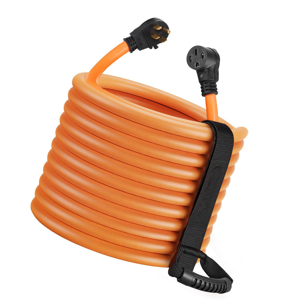 50 Amp 100 Feet RV Extension Cord, 125V/250V, Heavy Duty 6/3 + 8/1 Gauge STW RV Power Cord, NEMA 14-50P to NEMA 14-50R, with Power Indicator, Cord Organizer, 15A Adapter, for Camper Trailer