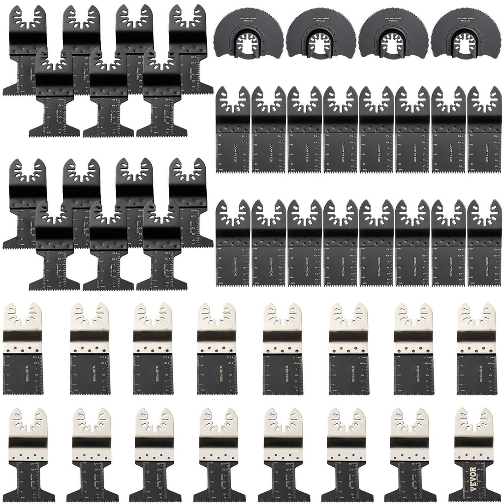 50 PCS Oscillating Saw Blades, Quick Release Multitool Blades Kit, HCS Tool Blades for Wood Plastic Metal Nails Bolts, Compatible with Dewalt Dremel Fein Worx Bosch Makita Milwaukee