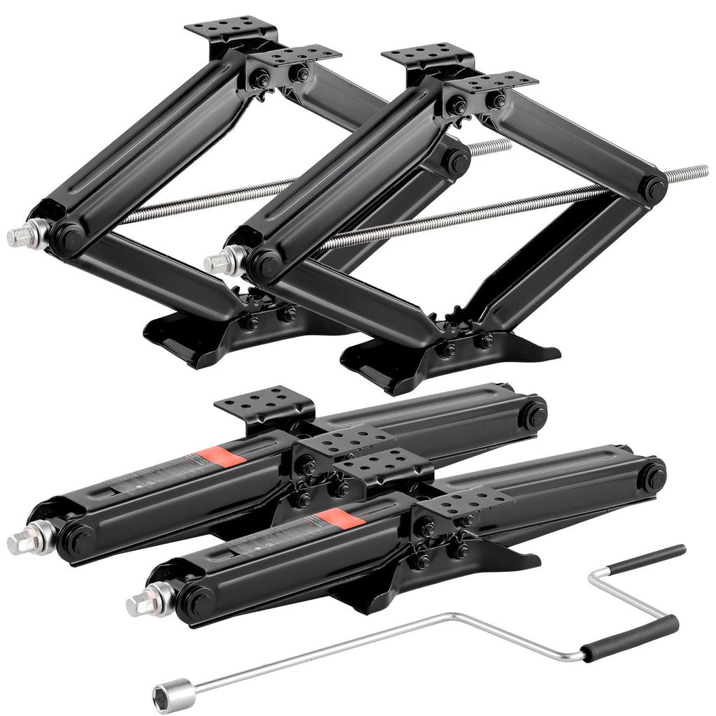 5000 lbs RV Scissor Jacks, 4-23.4 in RV Stabilizer Leveling Scissor Jacks, Set of 4, Heavy Duty Stabilizer Jack with Crank Handle, Socket and Bubble Levels, Not Easily Bent or Deformed