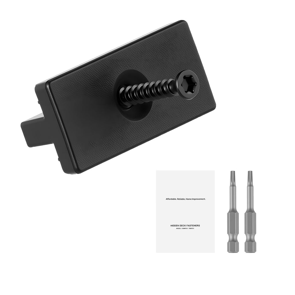 500PCS Hidden Deck Fasteners for Composite Decking Board, Universal Composite Clips & Plastic Hidden Fasteners with Metal Screws,Polypropylene PP Clips Works with 0.22 inch Gaps, Black
