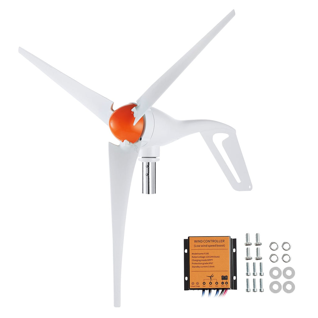 500W Wind Turbine Generator, 12V Wind Turbine Kit, 3-Blade Wind Power Generator with MPPT Controller, Adjustable Windward Direction & 2.5m/s Start Wind Speed, Suitable for Home, Farm, RVs, Boats