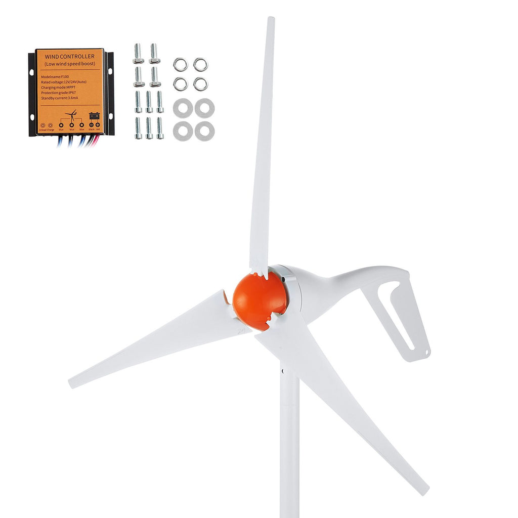 500W Wind Turbine Generator, 24V Wind Turbine Kit, 3-Blade Wind Power Generator with MPPT Controller, Adjustable Windward Direction & 2.5m/s Start Wind Speed, Suitable for Home, Farm, RVs, Boats