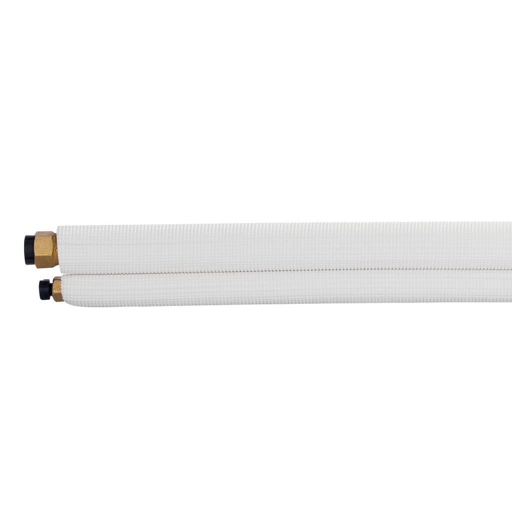 50ft Mini Split Line Set, 1/4' & 3/8' OD AC Copper Tubing Pipe, 3/8 White PE Thickened Insulated Coil with Flared Nuts, Strapping Tapes, for Mini Split Air Conditioner HVAC or Heat Pump System