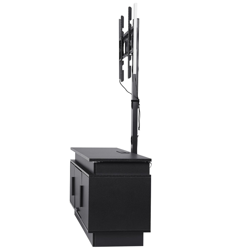 52" TV Stand with Mount for up to 75 in TVs, Entertainment Center with Power Outlet & LED Lights, Height Adjustable TV Console with Mount with 3 Tiers Storage Cabinets for Bedroom, Living Room