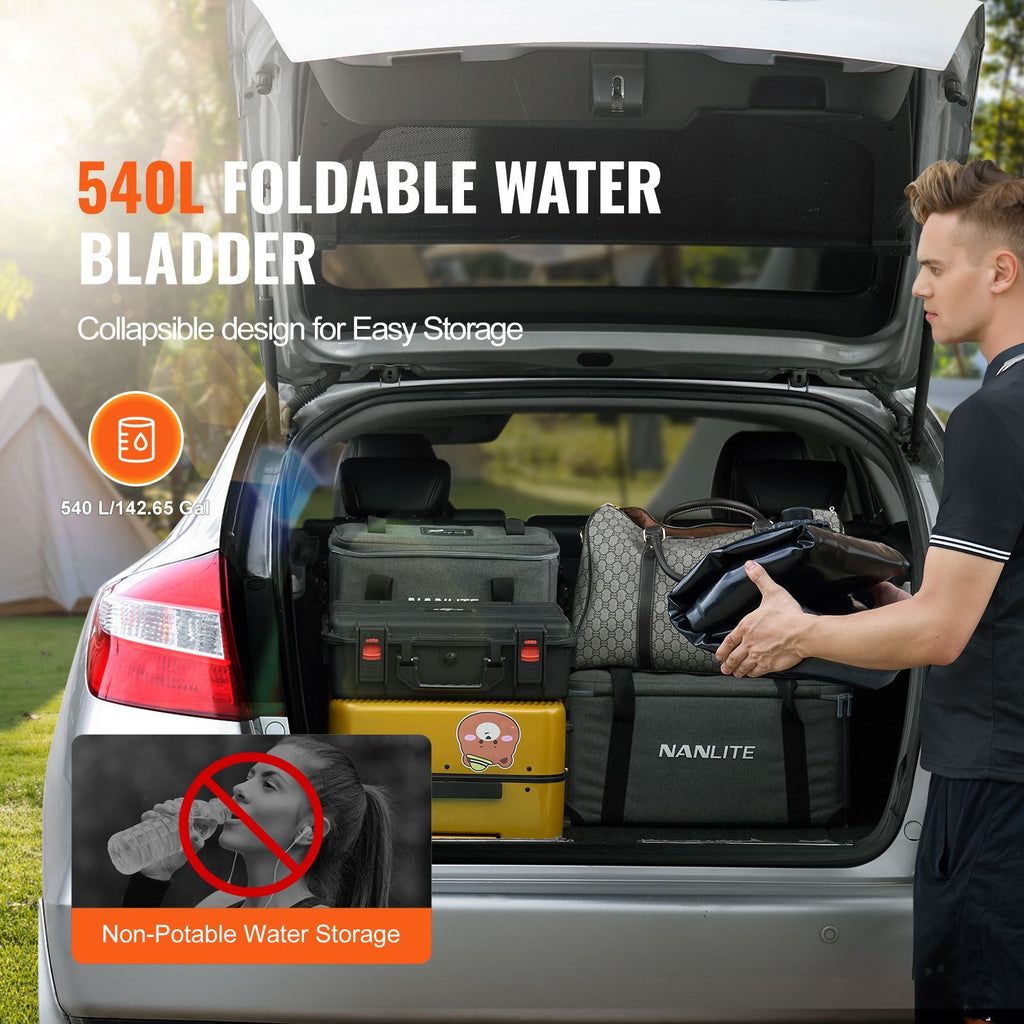 540L/142.7 Gallon Water Storage Bladder, RV Water Tank, 1000D PVC Collapsible Water Storage Containers, Large Capacity Soft Water Bag, Portable Water Bladder, Fire Prevention, Camping, Emergency