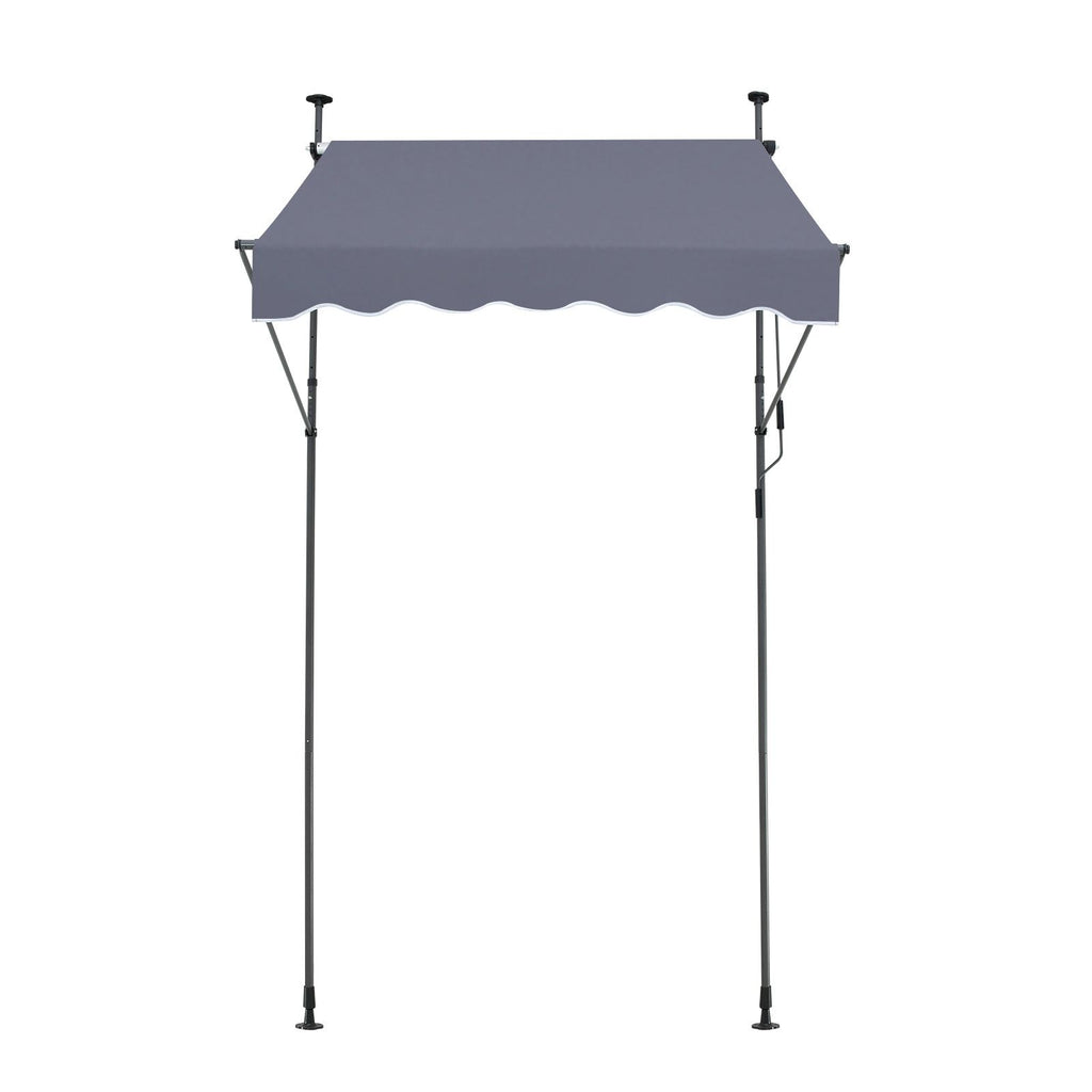 59 x 47" Patio Awning Retractable, Awning Sunshade Shelter with Manual Crank Handle, Outdoor Patio Canopy Sunsetter Deck, Adjustable Height from 86 to 122 in, for Patio/Balcony/Yard, Dark Gray