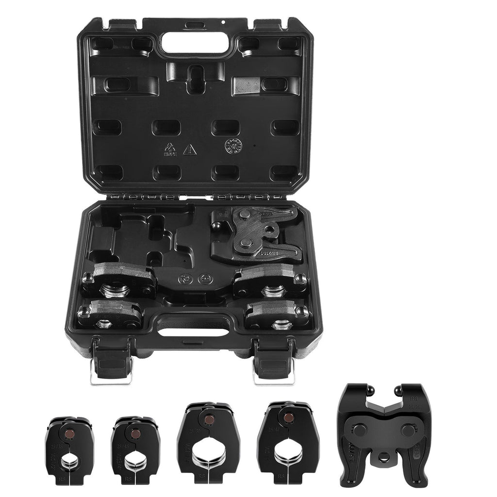 5PCS VUS Pressing Kit, 4PCS Press Rings (1/2", 3/4", 1", 1-1/4") & R8 Actuator - Compatible with ProPress Copper Pipes, Work with 24KN Compact Press Tools for 180° Operation