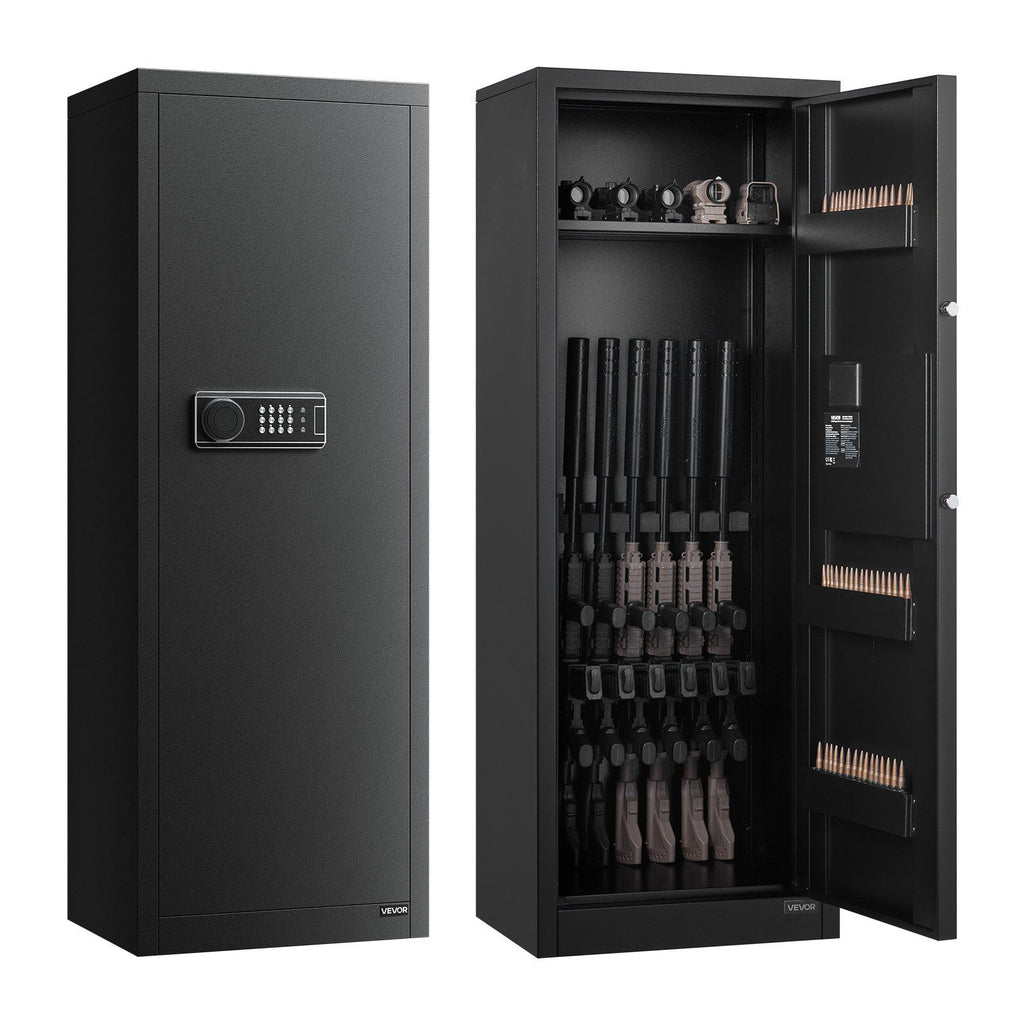 6-8 Gun Safe, Long Gun Cabinet for Rifles and Pistols, Quick Access Rifle Safe with 3 Ammo Slots and 2 Adjustable Racks, Large Digital Cabinet with Key and Password Lock