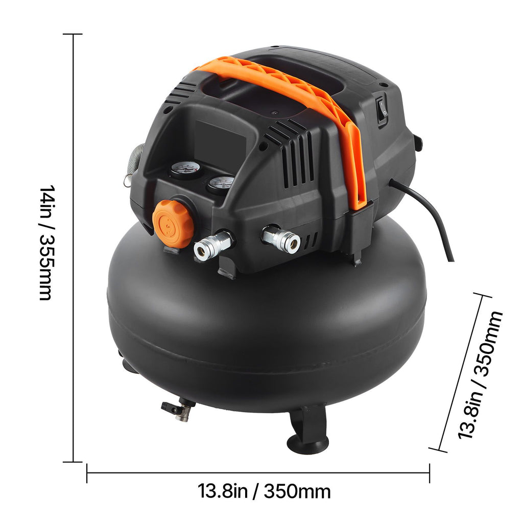 6 Gallon Air Compressor, 1.7HP 2.3CFM @ 90PSI Portable Pancake Air Compressor & 150PSI Max Working Pressure, Oil-Free Compressor Tank for Tire Inflation, Spray Painting, Woodwork Nailing, 120V