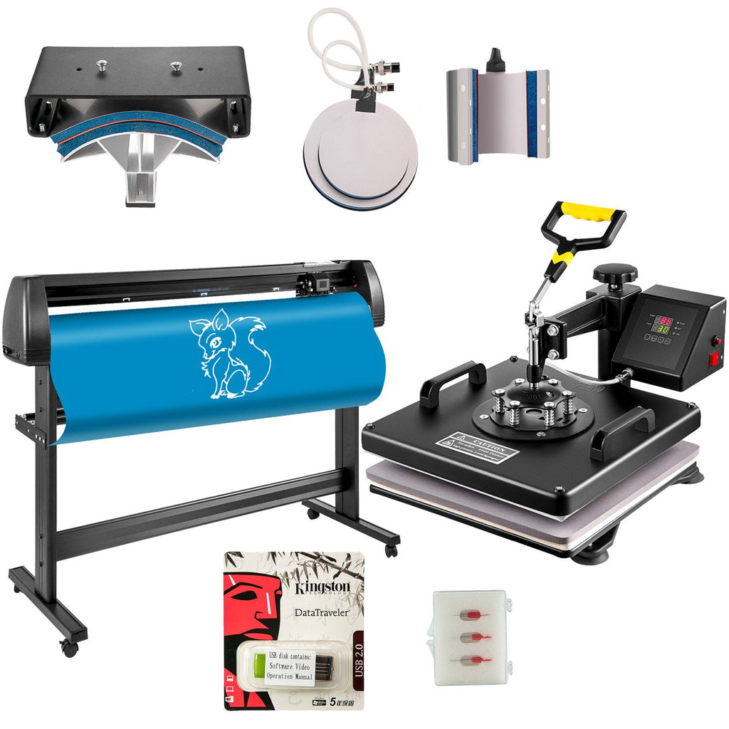 6 In 1 Mug Hat Heat Press & 53 Inch Vinyl Cutter Machine w/ Floor Stand
